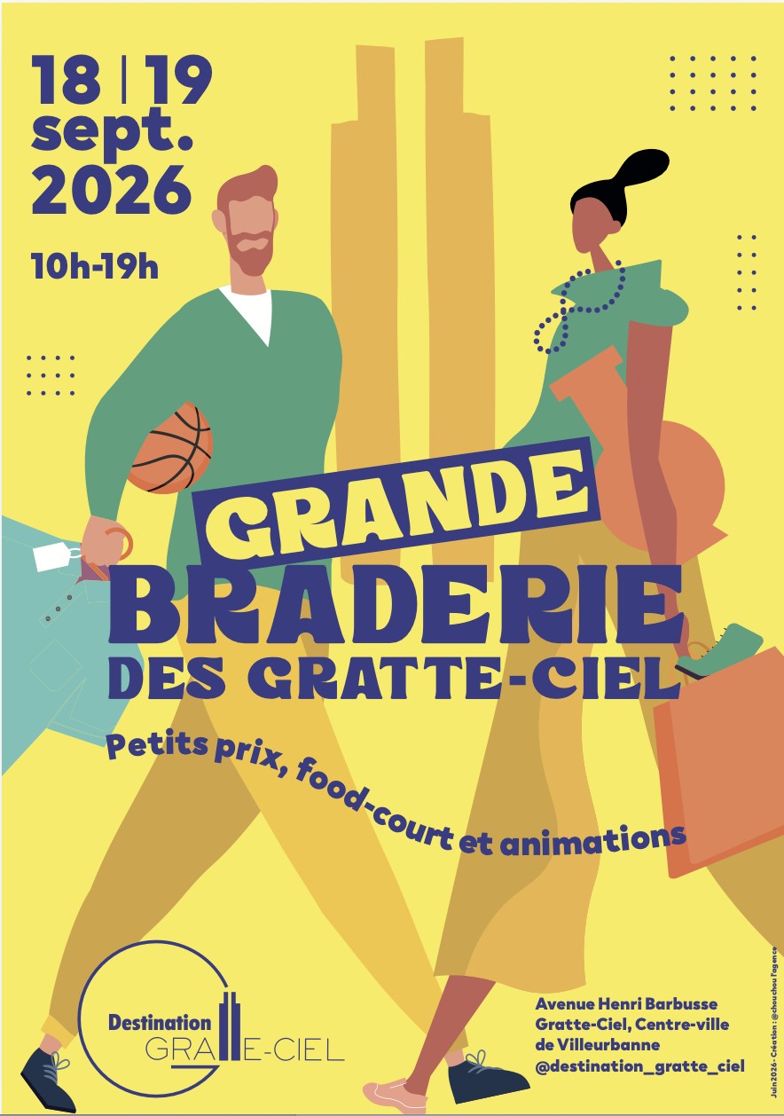 Affiche de la Grande Braderie des Gratte-Ciel, 18 et 19 septembre 2026, Villeurbanne